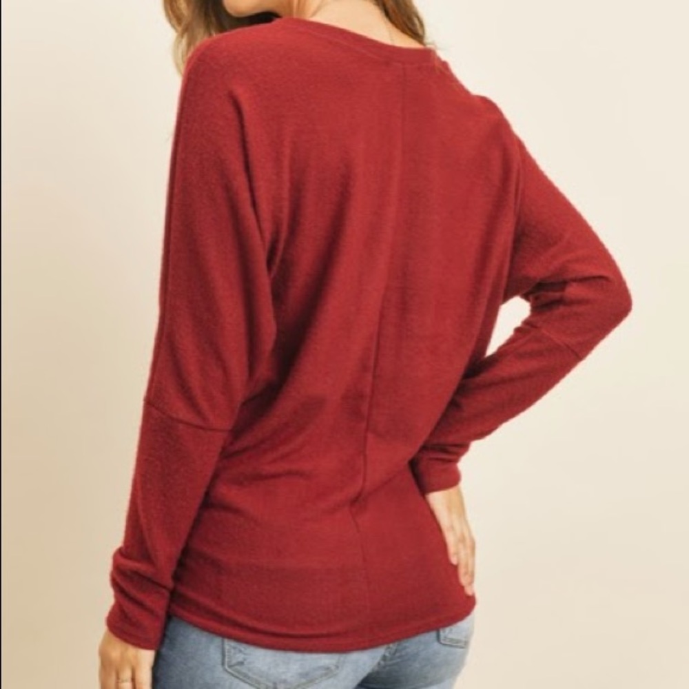 Cranberry Color Long Sleeve Top - Picture 7 of 9